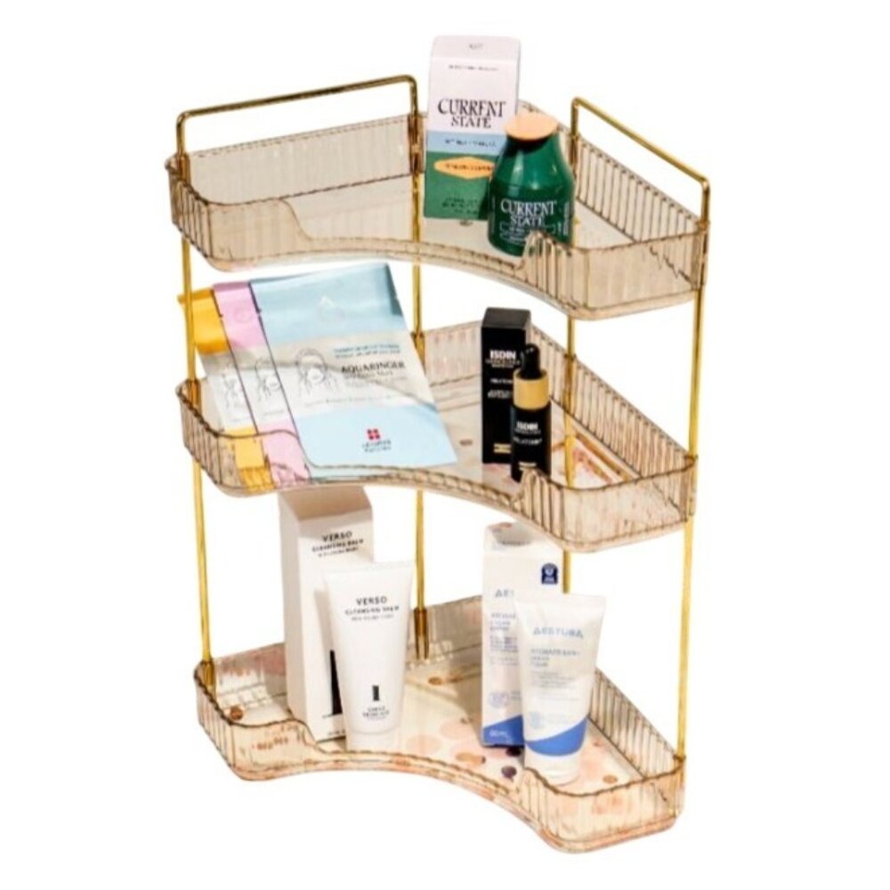 3-Tier Corner Storage Organizer for Bathrooms Bedrooms Kitchens Countertops Gold